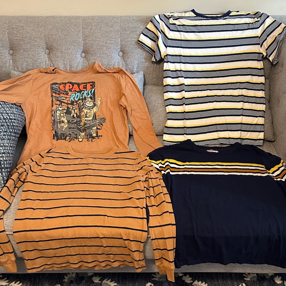 Cat & Jack Kids Shirts - Orange and Navy Stripes